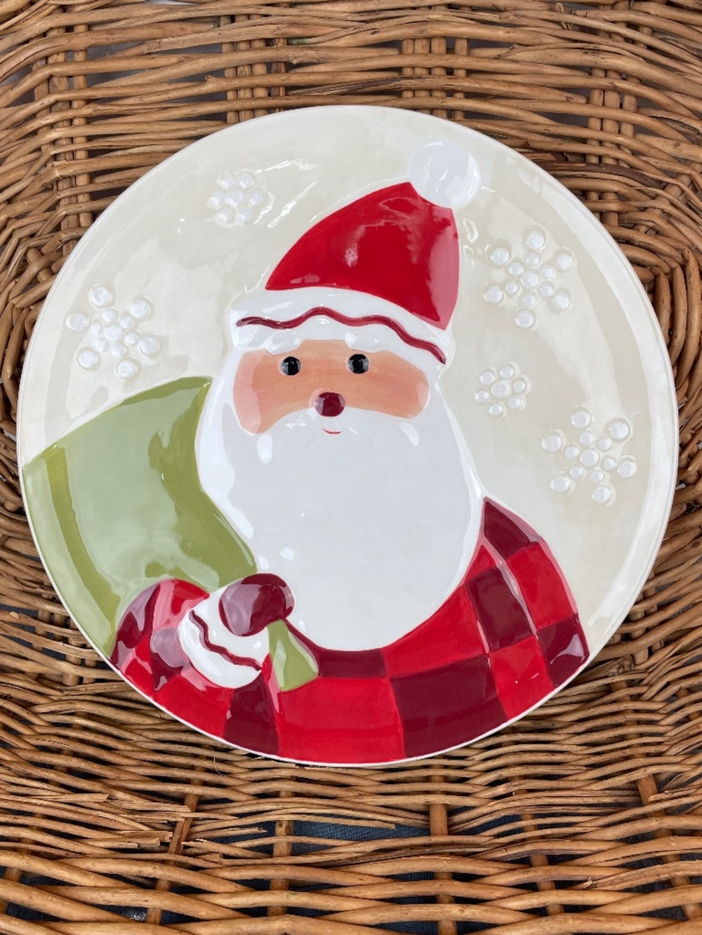 Hallmark Santa Claus Christmas Platter Red White Green